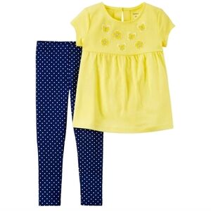 2-Piece Floral Top & Polka Dot Legging Set - Baby Girl